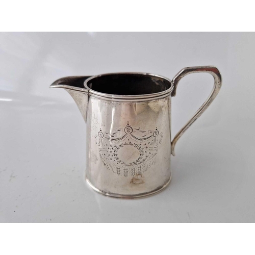 894 - Victorian Exeter silver oval cream jug with reeded rims. 3.5 inch high. 1878 By J W & Co