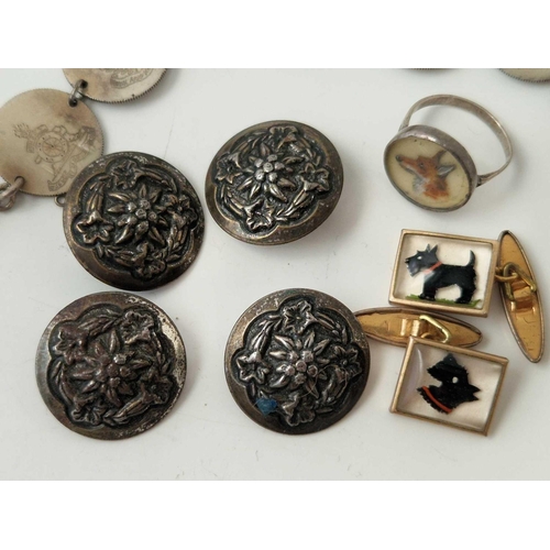 95 - A silver French coin bracelet etc.