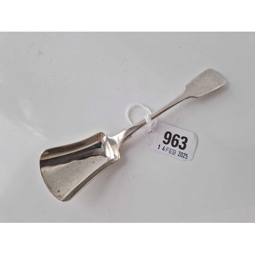 963 - Irish long handled fiddle pattern sugar spoon . 6.5 inch long. Dublin 1880 By J S 41g