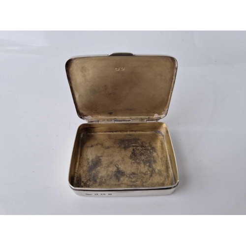 969 - Snuff box with gilt interior. 2.5 inch wide . Birmingham 1913.  55g