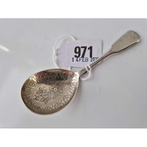 971 - Another Georgian caddy spoon with pretty engraved bowl. London 1826 By Lias Bros