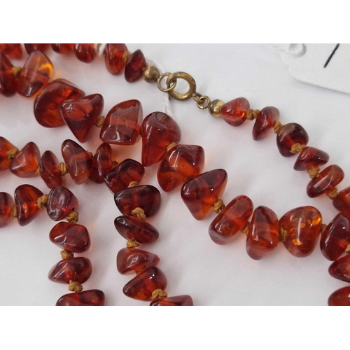 1 - A amber bead necklace 26 inch 27 gms