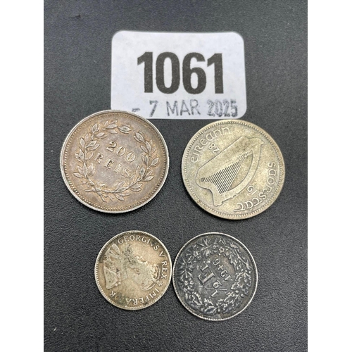 1061 - Portuguese 200 piece + 3 other coins