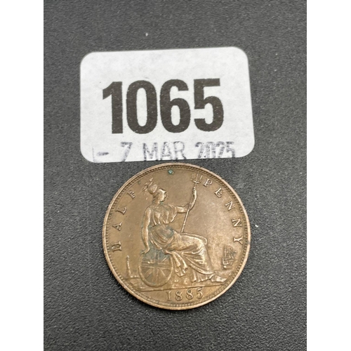 1065 - Half penny 1885, better grade