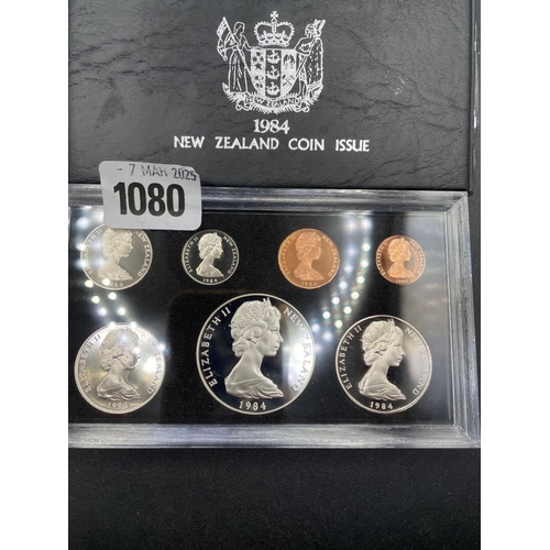 1080 - New Zealand 1984 proof set incl; silver 5 dollar