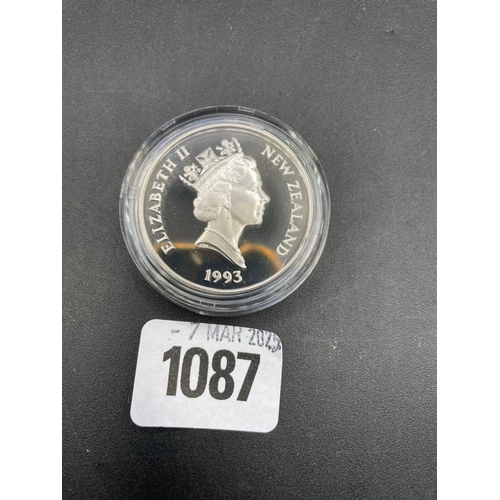 1087 - New Zealand proof silver 5 dollar 1993