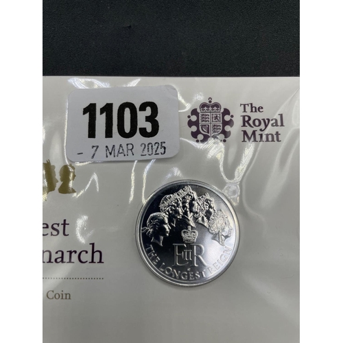 1103 - A Royal Mint UK 2015 twenty pound fine silver coin