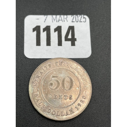 1114 - Straits Settlement 50c 1920