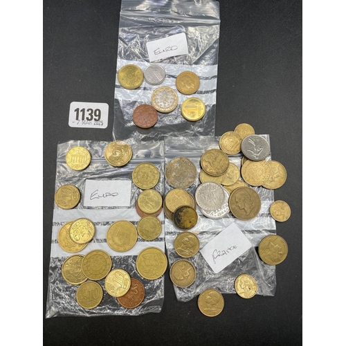 1139 - One bag of Euros & one bag of French coins