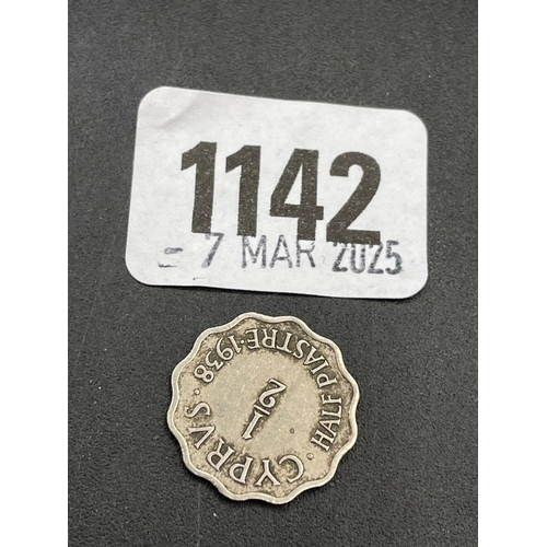 1142 - George VI Cyprus half piastre 1938