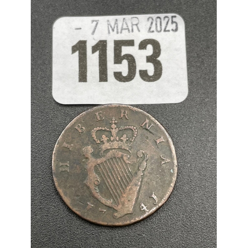 1153 - Irish half penny 1741