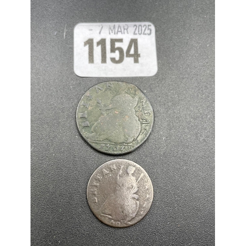 1154 - Half penny 1701 + farthing