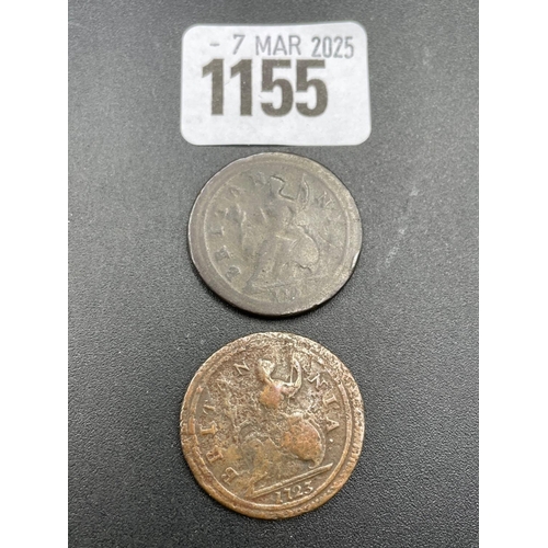 1155 - Half pennies 1723 + 1724