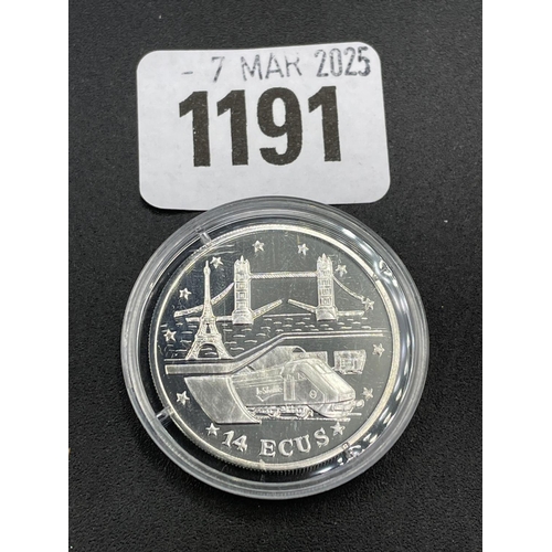 1191 - Silver 14 Ecu coin 10g