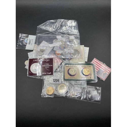 1204 - Bag of mixed American coins