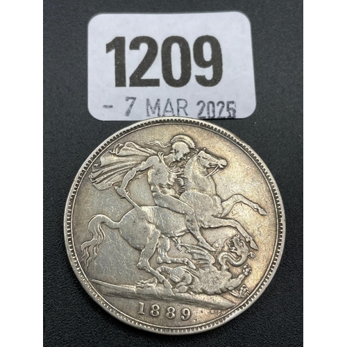 1209 - Silver Victoria crown 1889