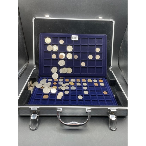 1240 - Aluminium case of coins