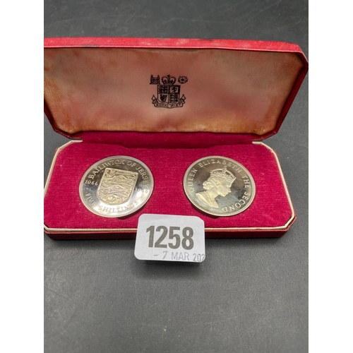 1258 - Jersey silver proof crowns 1966 (2)