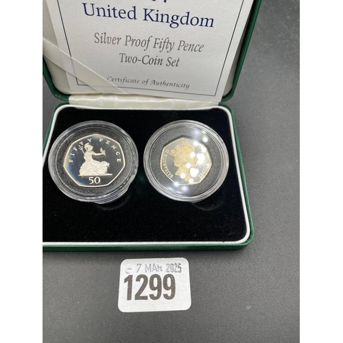 1299 - Two coin proof 50p silver set 1997