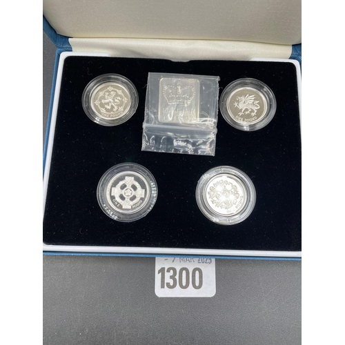 1300 - Four coin proof silver �1 coin set 1994 + 1997