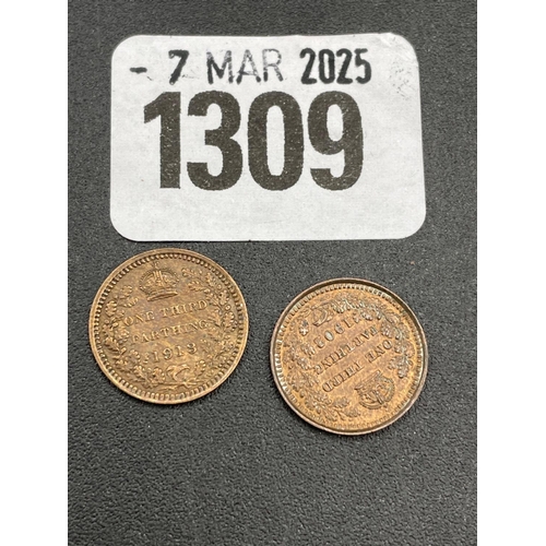 1309 - Two third farthings 1902 & 1913, good grade