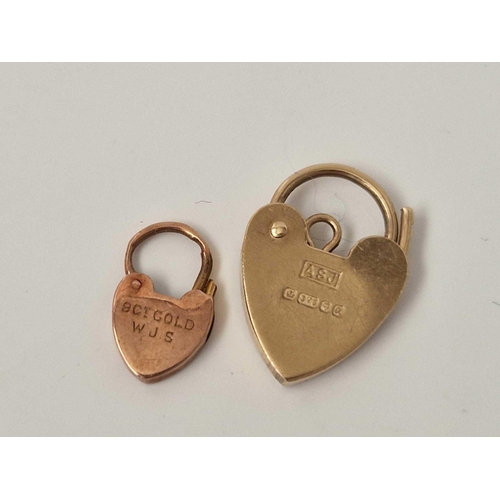 133 - Two heart shaped padlock clasps 9ct 2 gms