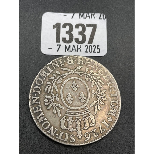 1337 - French crown size coin 1726