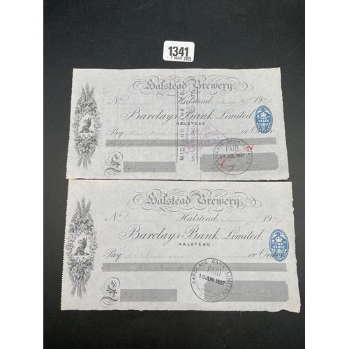 1341 - Two USA shove certificates 1954 & 1968& a 1927 Barclays cheque