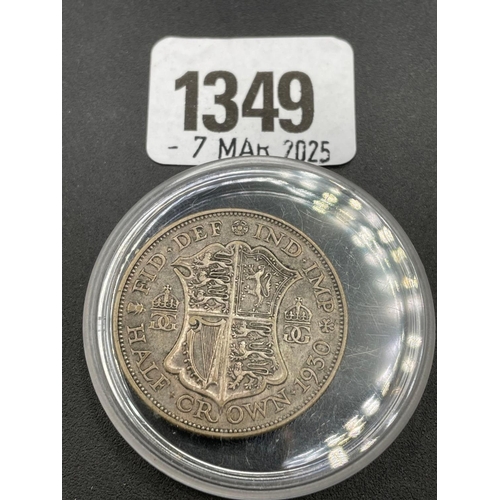 1349 - Silver half crown 1930, rare year