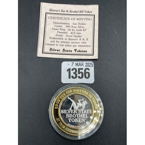 1356 - Silver + GP Brothel token 10$