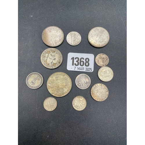 1368 - Foreign silver coins, 54g