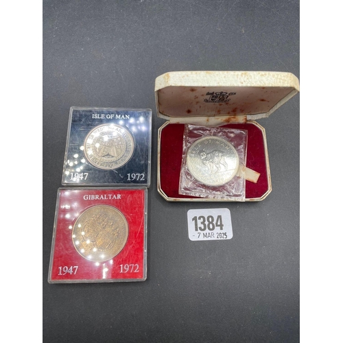 1384 - IOM crown 1970 + 1972 + Gibraltar crown 1972