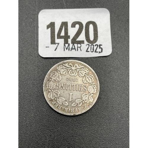 1420 - A  Kruger shilling 1892