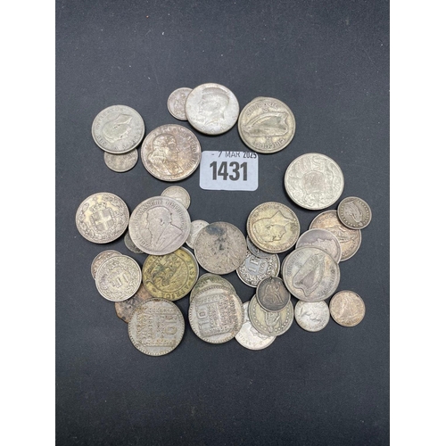 1431 - Foreign silver coins, 251g