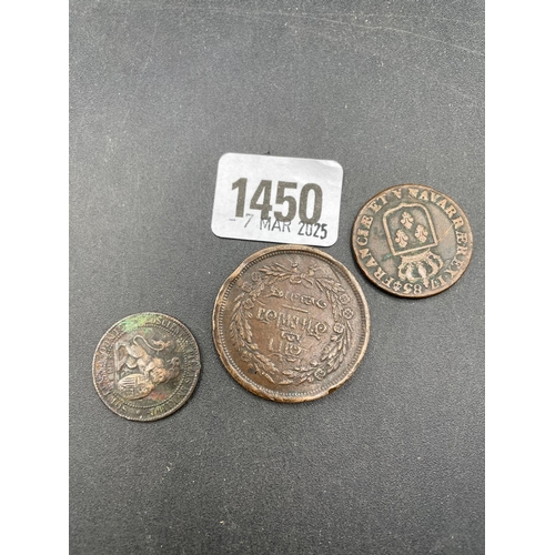 1450 - Large Tibetan copper coin + 2 others