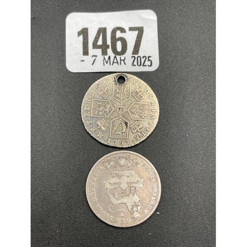 1467 - Shilling 1787 (hole) + 1826