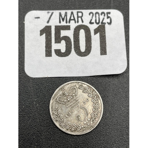 1501 - Silver 3 pence 1836, better grade