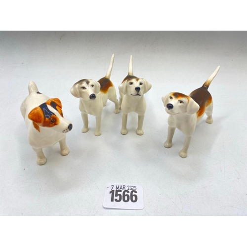 1566 - A group of four Beswick Hounds