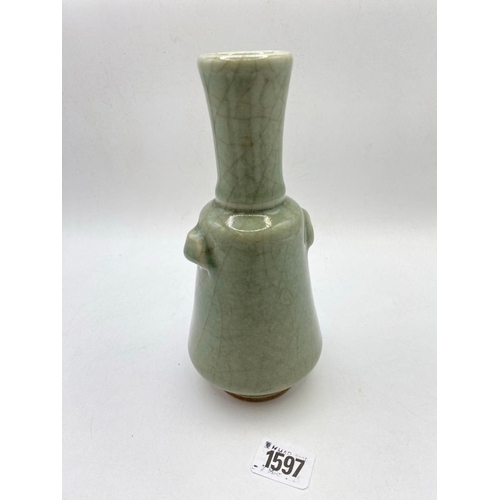 1597 - Celadon Vase 8 inch High