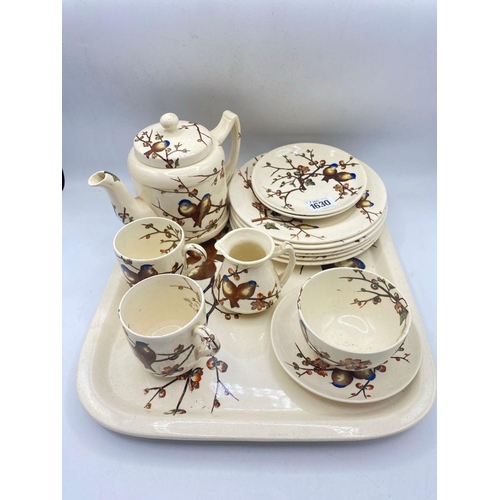 1630 - A George Jones almond patterned tea set on porcelain tray