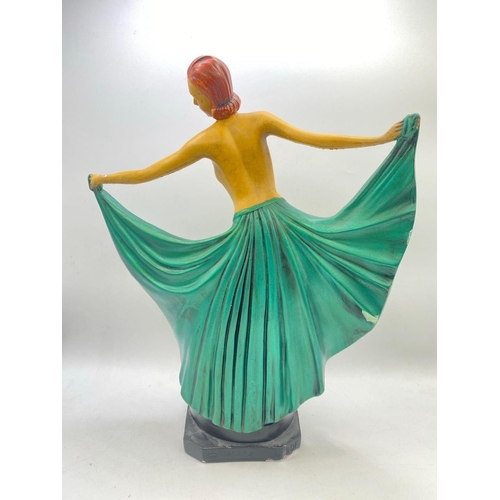 1638 - A art deco  figure of dancing lady stamped PHONIX 15 inches high