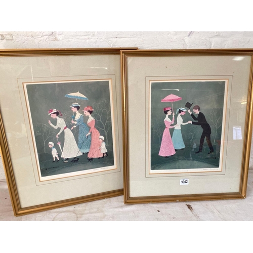 1642 - A pair of signed coloured proof prints by HELEN BRADLEY