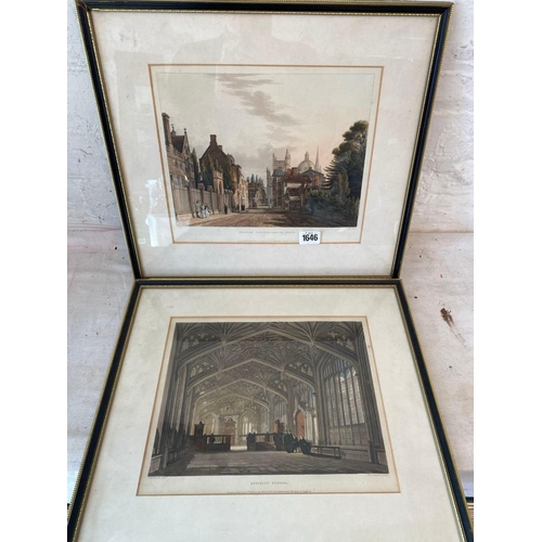 1646 - A pair of Ackermann coloured engravings of Oxford