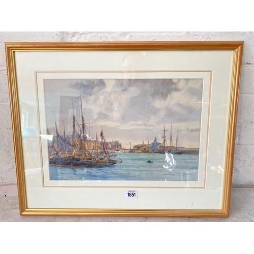 1651 - F L BLANCHARD 1912 fishing boats in harbour 10 X 15 inches signed dated