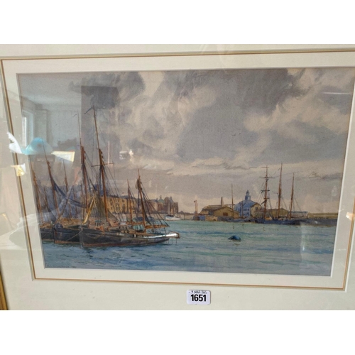 1651 - F L BLANCHARD 1912 fishing boats in harbour 10 X 15 inches signed dated