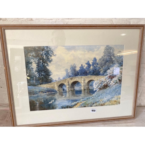 1658 - A H SYLVESTER STANNARD R B A county bridge KEYNSHAM 13 X 19 inches signed with Frost and Reed Bristo... 