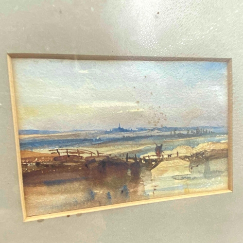 1660 - A attributed to JOHN VARLEY four small landscape views 3 X 4 inches average in one frame