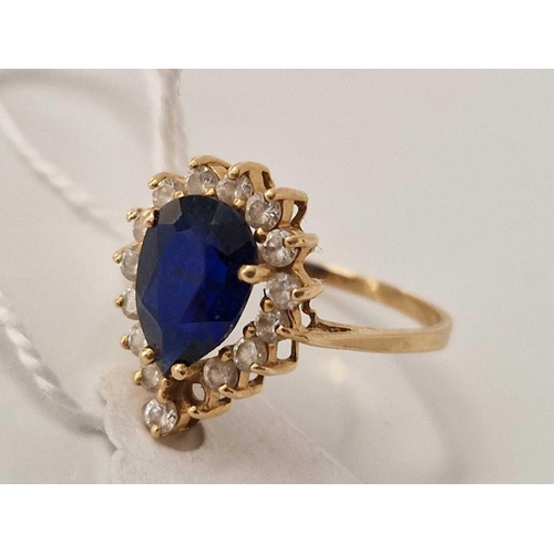 172 - A tear drop shaped sapphire and diamond ring stone missing 14ct gold size N 2.8G