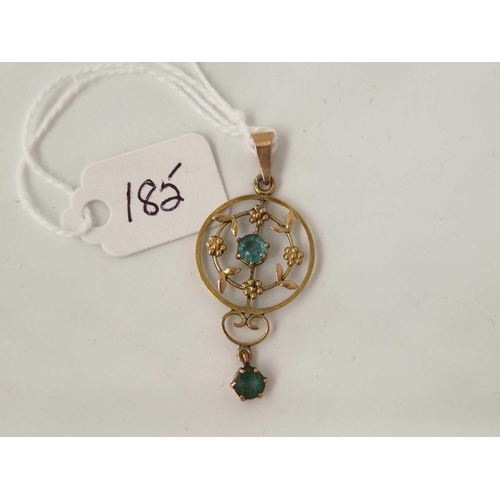 185 - A stone set pendant 9ct 1.3 gms