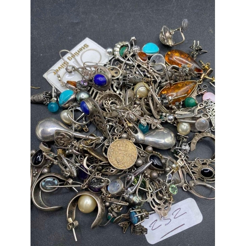 232 - Fifty pairs of assorted silver earrings 152 gms